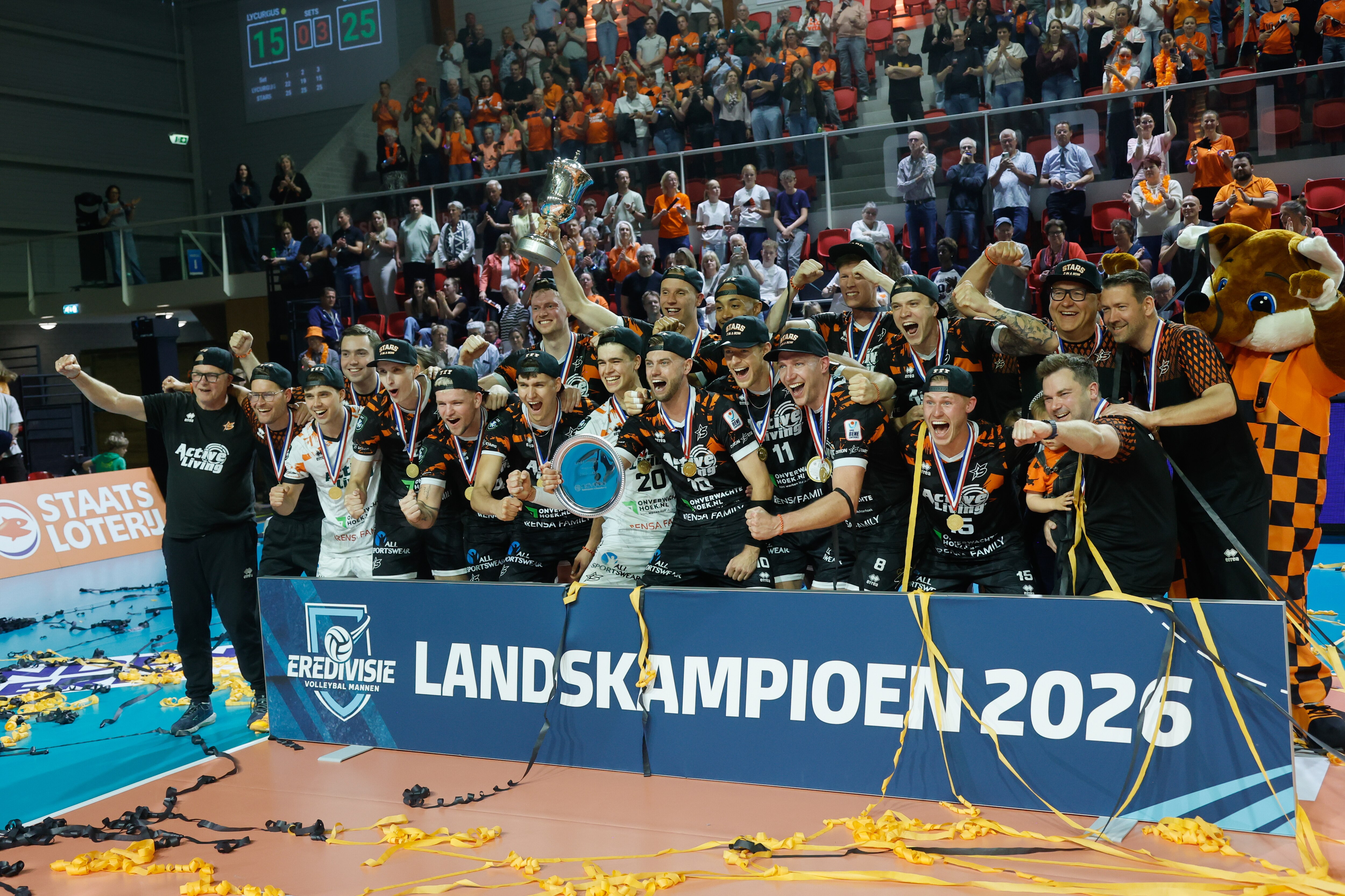 Orion Stars viert het landskampioenschap 2026 in de Doetinchemse Topsporthal