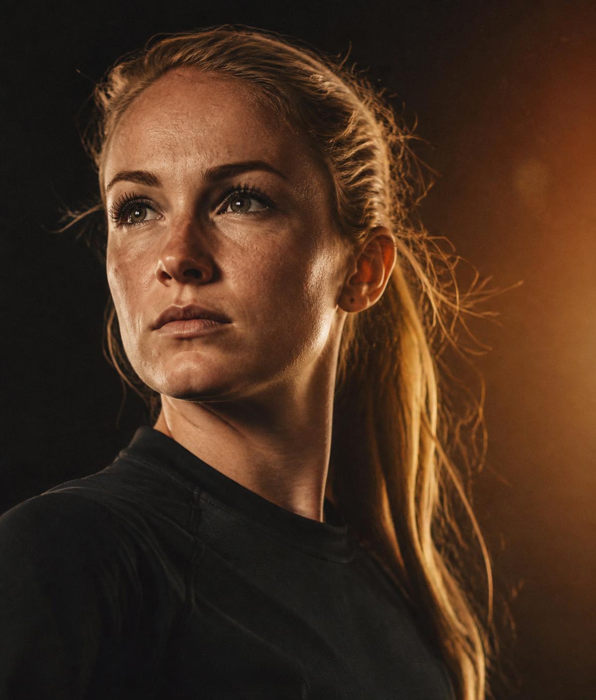 Portret van een geconcentreerde sporter in trainingskleding
